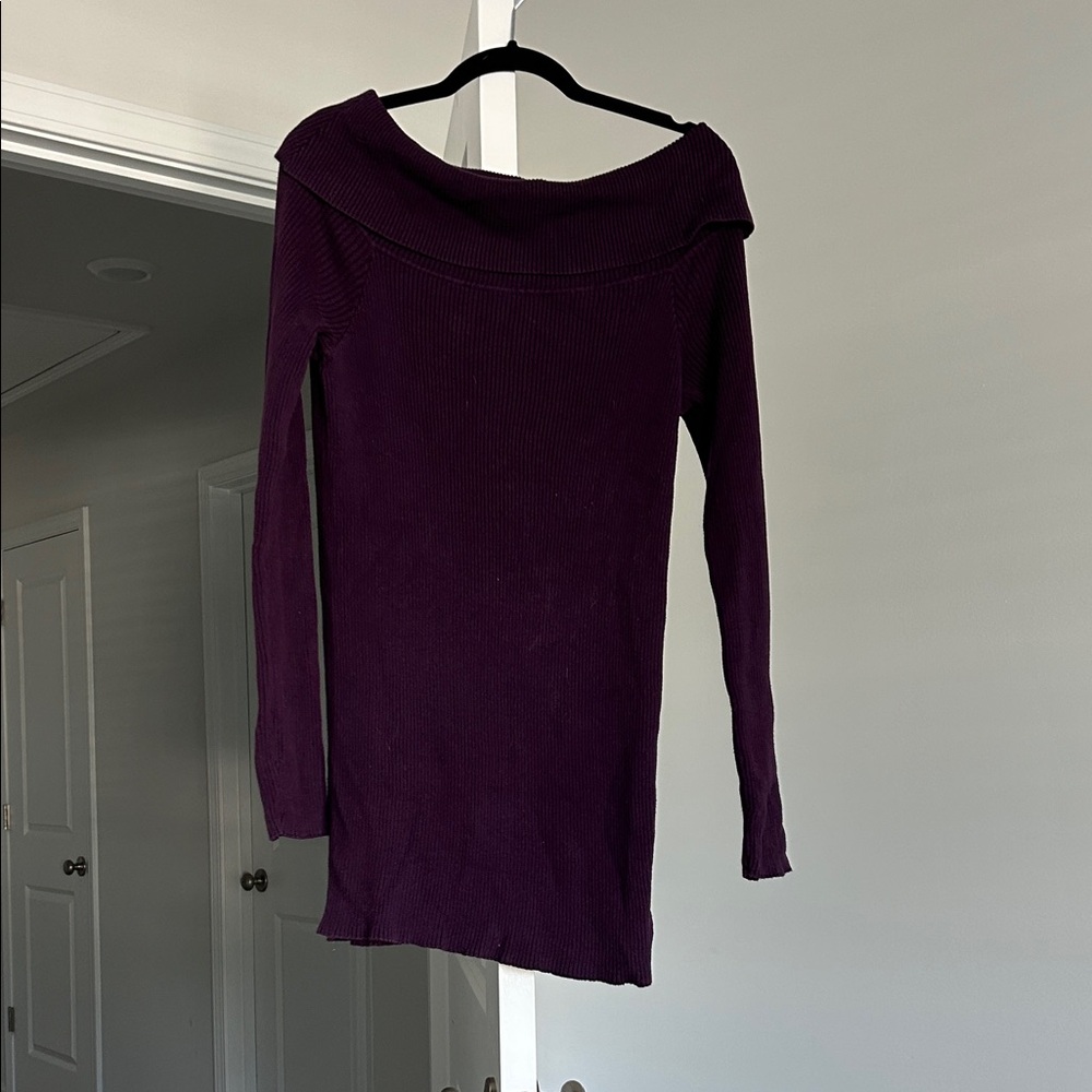 The Limited Off-the-Shoulder Dark Purple Sweater